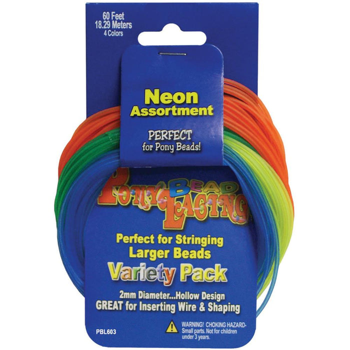 Braiding Pony Bead Lacing Variety Pack 60' | Neon