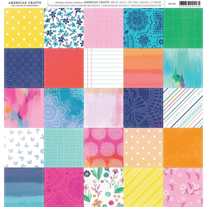 American Crafts Patterned Single-Sided Cardstock 12"X12" | Patchwork