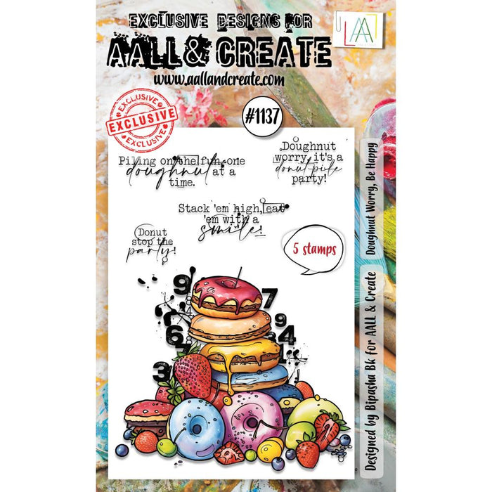 AALL And Create A6 Photopolymer Clear Stamp Set | Doughnut Worry, Be Happy