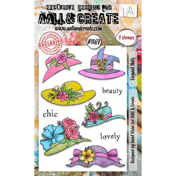 AALL And Create A6 Photopolymer Clear Stamp Set | Elegant Hats