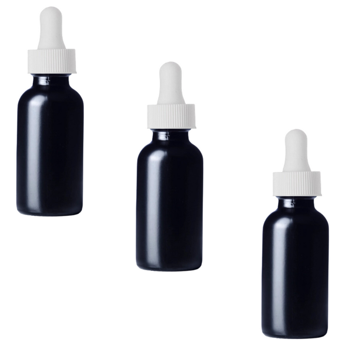 Storage Foundations | 1 Ounce Black Bottles with Droppers- 3 pack