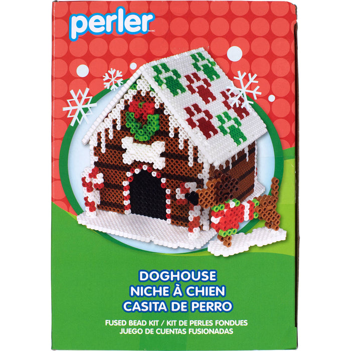 Perler Beads Christmas Gingerbread Doghouse