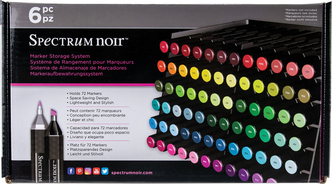 Spectrum Noir Marker Storage Trays Black 6/Pkg - Empty-Holds 72