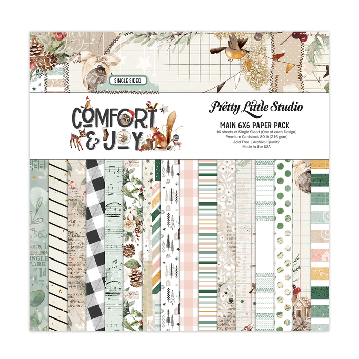 Pretty Little Studio - Comfort & Joy 6x6 Paper Pack | Woodland, Deer, Christmas