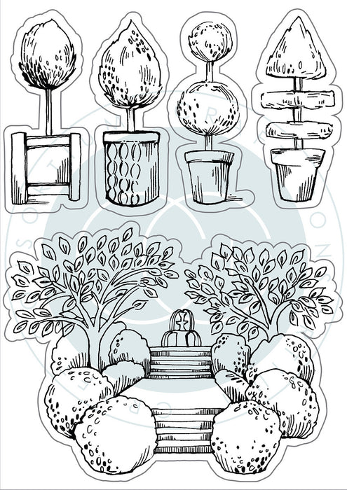 Craft Consortium A5 Clear Stamps-Topiary, Secret Garden