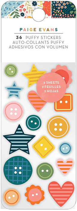 Paige Evans Bungalow Lane Embossed Puffy Stickers 36/Pkg