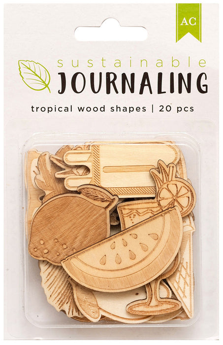 Sustainable Journaling Wood Shapes 20 pk | Tropical