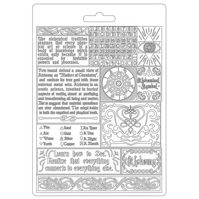 Stamperia Soft Maxi Mould A5-Writings, Alchemy