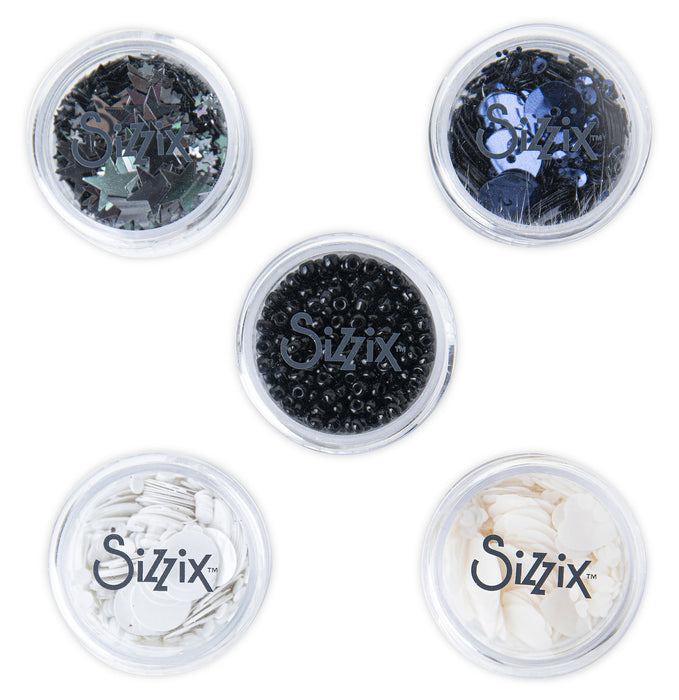 Sizzix Sequins & Beads 5/Pkg-Neutrals, 5g Per Pot