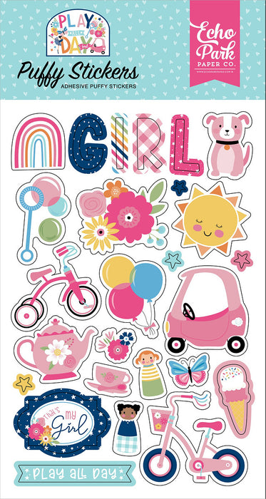 Play All Day Girl Puffy Stickers