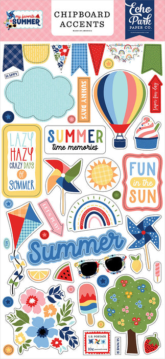 My Favorite Summer Chipboard 6"X13"-Accents