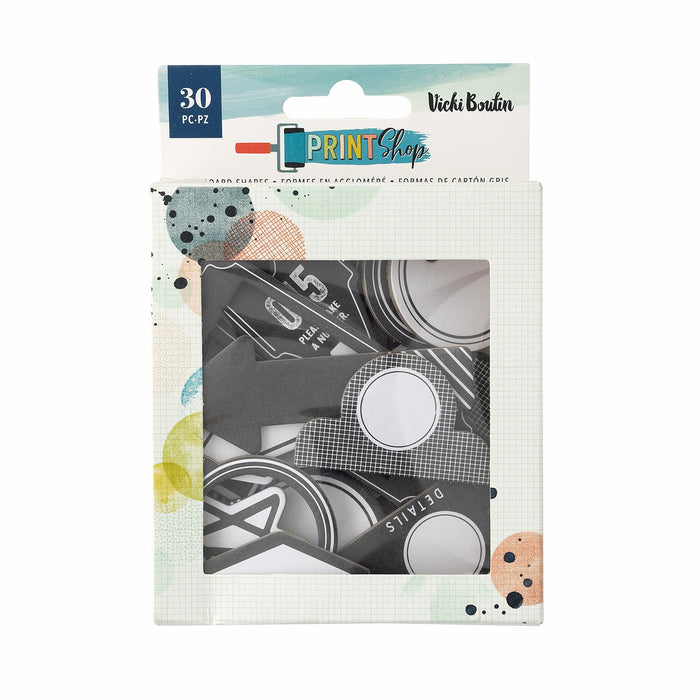 Vicki Boutin Print Shop Mixed Chipboard Shapes-30 Pieces