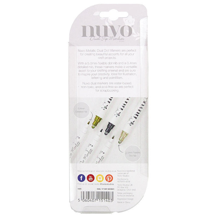 Nuvo Metallic Dual Tip Dot Markers 3/Pkg-Assorted