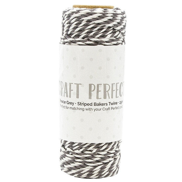 Craft Perfect Striped Bakers Twine-Pewter Grey