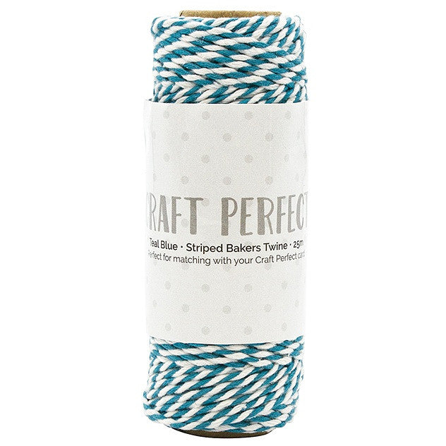 Craft Perfect Striped Bakers Twine-Teal Blue