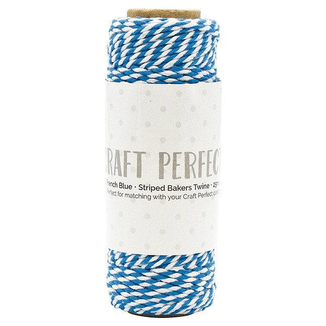 Craft Perfect Striped Bakers Twine-French Blue