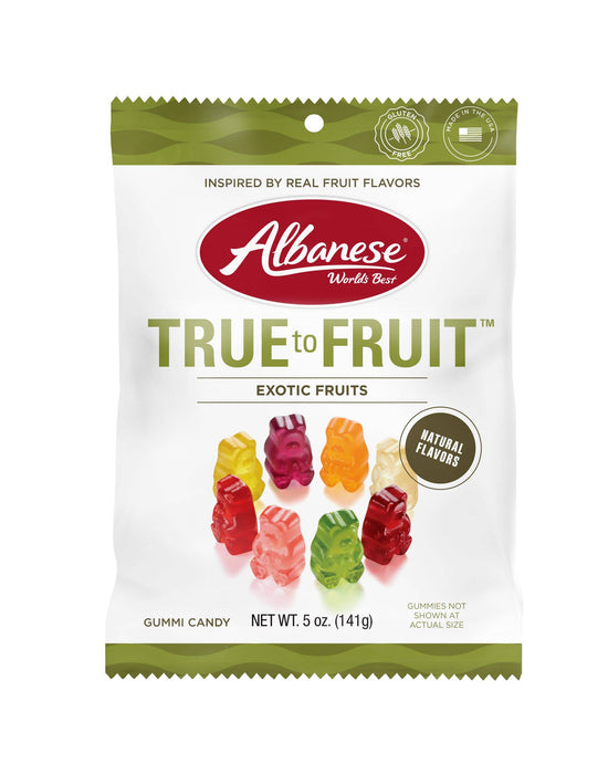 Gummi Bears, True to Fruit Exotic Fruits, 5oz Bag