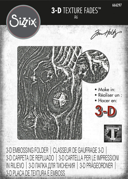 Sizzix 3D Texture Fades Embossing Folder By Tim Holtz-Woodgrain