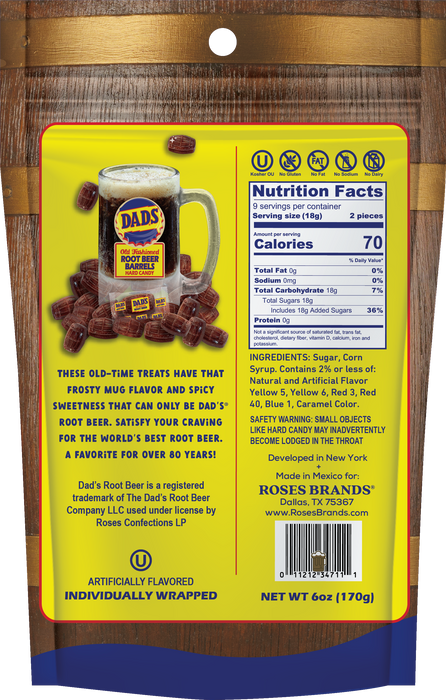 Dad's Old Fashioned Root Beer Barrels 6oz Bag