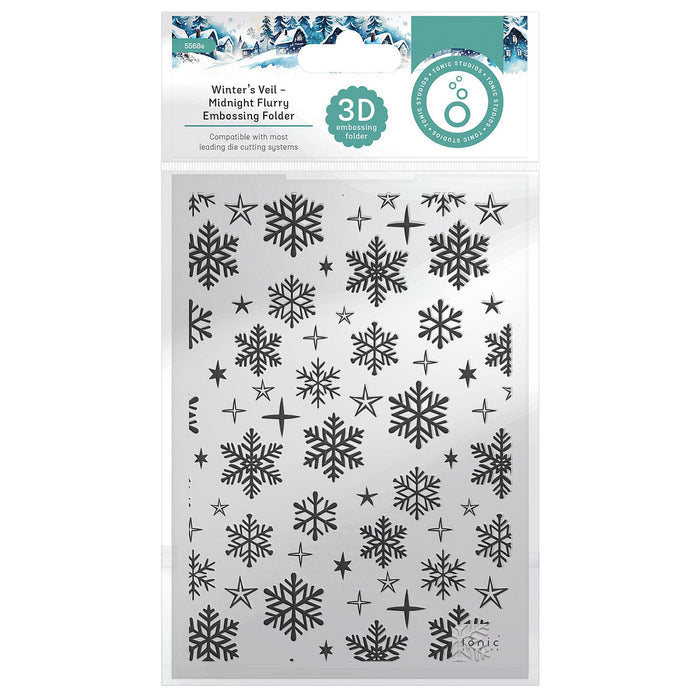 Tonic Studios 3D Embossing Folder-Midnight Flurry - Winter's Veil