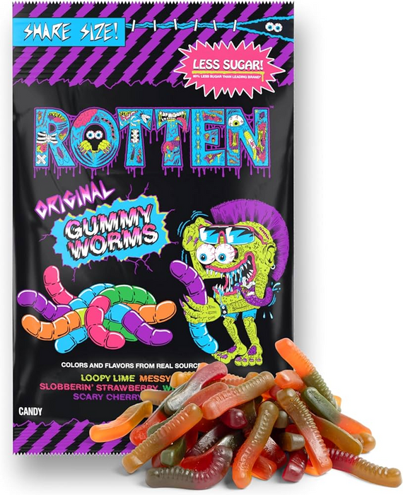 Rotten Gummy Worms - Low Sugar Candy