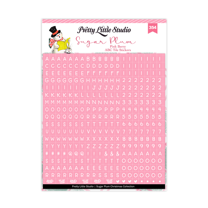 Pretty Little Studio - ABC Alphabet Tile Stickers (Pink Berry), Christmas, Pink