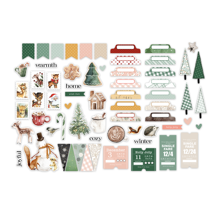 Pretty Little Studio -  Joyful Christmas Mix Ephemera Pack (66 pcs)