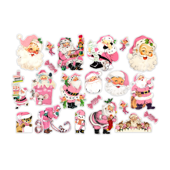 Pretty Little Studio - Vintage Pink Santa Claus Ephemera (21 ct)