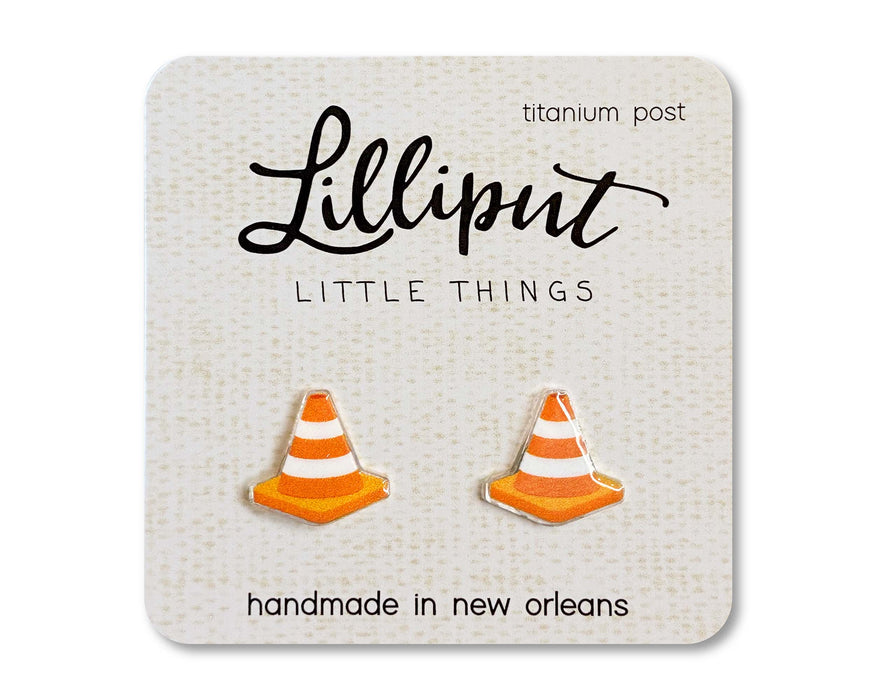 Lilliput Little Things - Traffic Cone Earrings // Orange Construction Cone