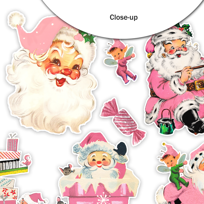 Pretty Little Studio - Vintage Pink Santa Claus Ephemera (21 ct)