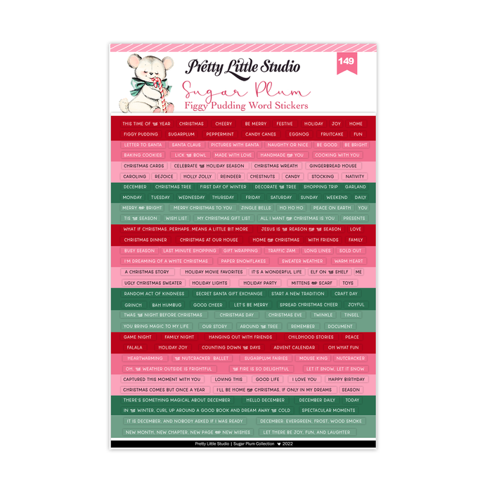 Pretty Little Studio - Figgy Pudding (Color) Word Stickers | Christmas, Red