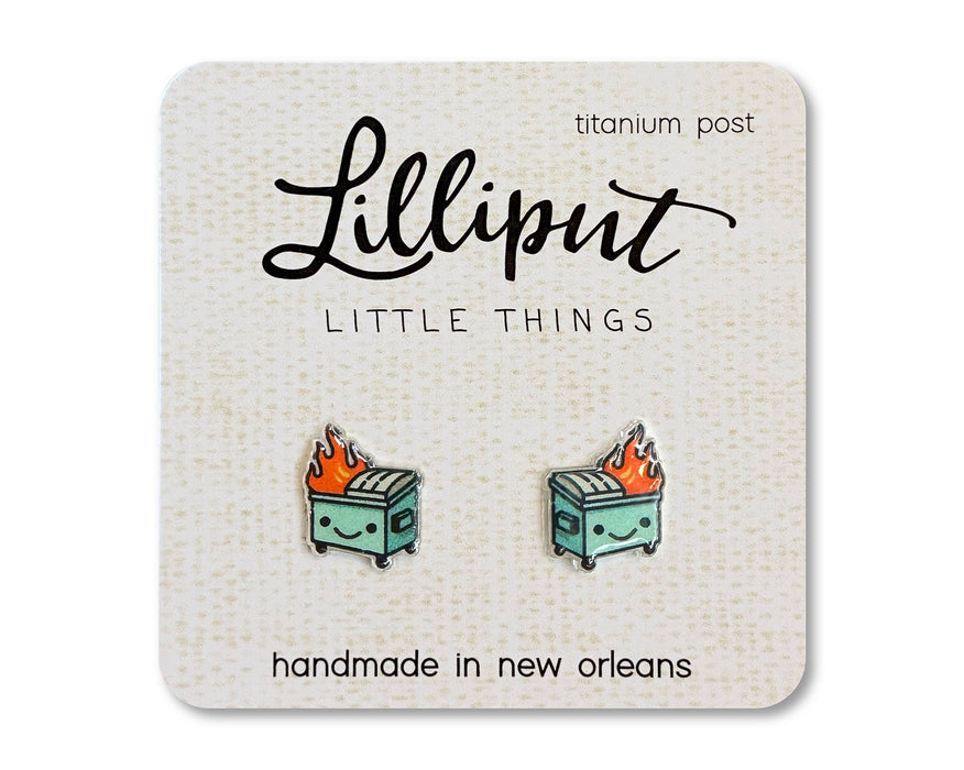 Lilliput Little Things - Kawaii Dumpster Fire Earrings