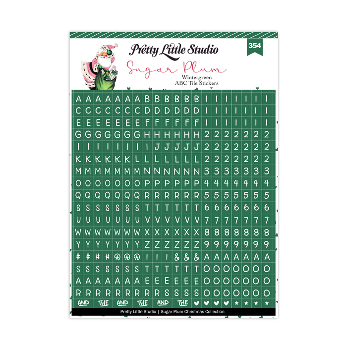 Pretty Little Studio - ABC Alphabet Tile Stickers (Wintergreen), Christmas, Green