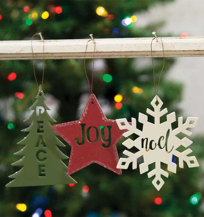 Peace, Joy, Noel Christmas Ornament